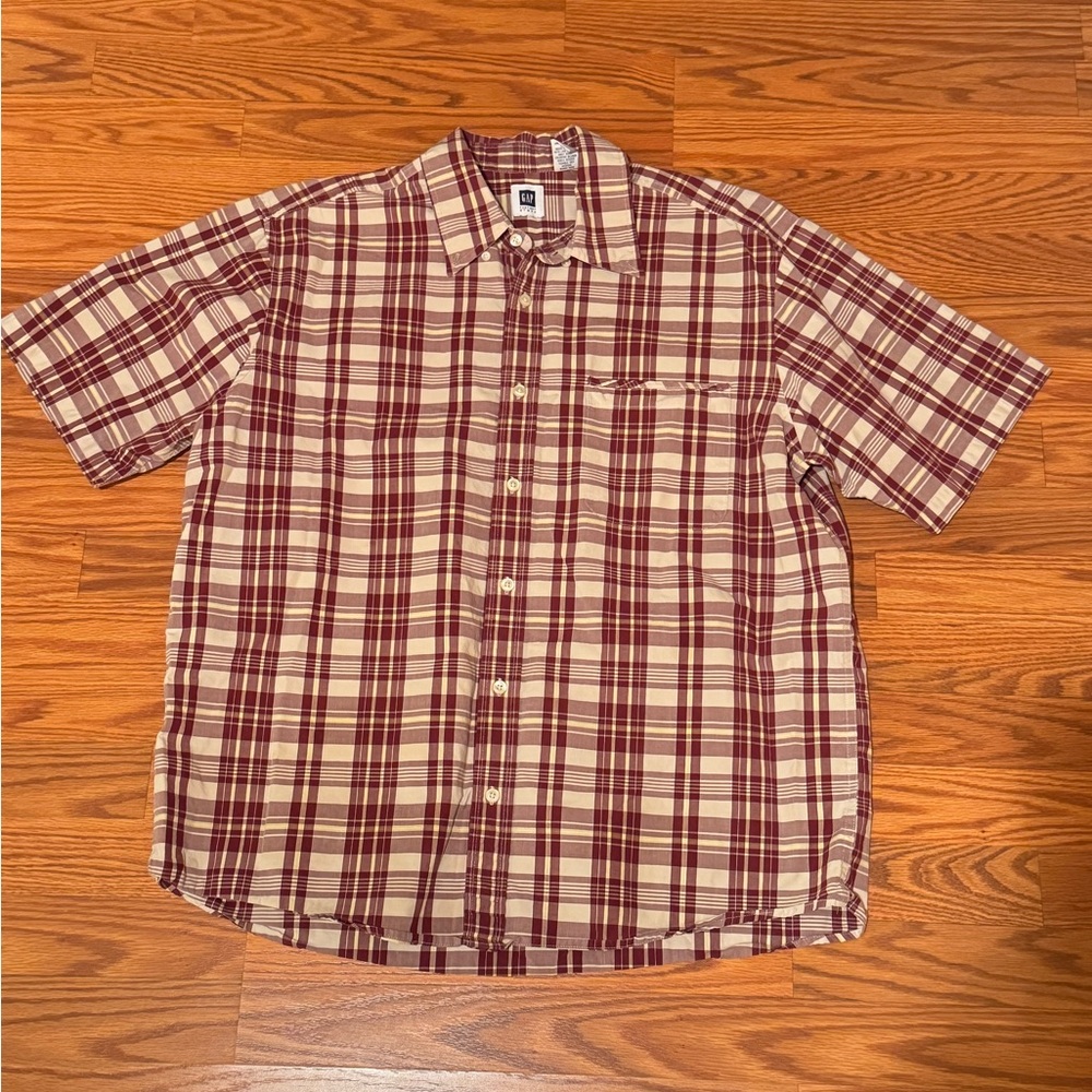 GAP Men's Casual Plaid Shirt - Red and Tan